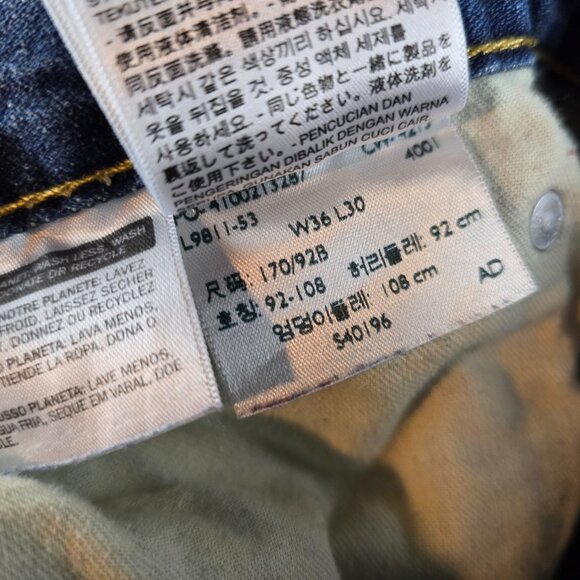 Levi's 514 Jeans Mens 36x30 Blue Denim Straight Fit Dark Wash Skater Normcore - Picture 10 of 11